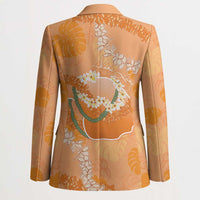 Hawaii Lanai Island Flowers Lei Blazer Orange Kaunaoa Mix Maile