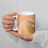 Hawaii Lanai Island Flowers Lei Ceramic Mug Orange Kaunaoa Mix Maile
