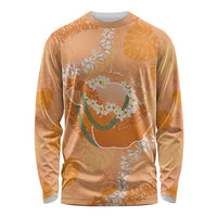 Hawaii Lanai Island Flowers Lei Long Sleeve Shirt Orange Kaunaoa Mix Maile
