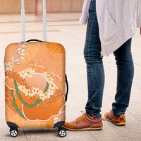 Hawaii Lanai Island Flowers Lei Luggage Cover Orange Kaunaoa Mix Maile