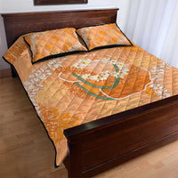 Hawaii Lanai Island Flowers Lei Quilt Bed Set Orange Kaunaoa Mix Maile