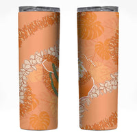 Hawaii Lanai Island Flowers Lei Skinny Tumbler Orange Kaunaoa Mix Maile LT7 Orange - Polynesian Pride