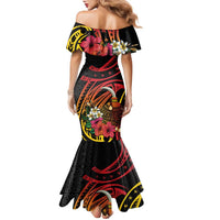 Personalized Milne Bay Family Matching Mermaid Dress and Hawaiian Shirt PNG Lime Pot with Oro Tapa LT7 - Polynesian Pride