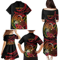 Personalized Milne Bay Family Matching Puletasi and Hawaiian Shirt PNG Lime Pot with Oro Tapa LT7 - Polynesian Pride