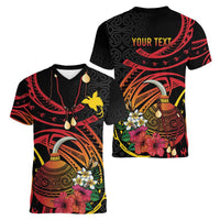 Personalized Milne Bay Women V-Neck T-Shirt PNG Lime Pot with Oro Tapa