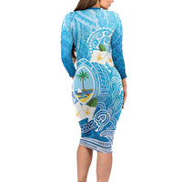 Hafa Adai Guam Chamorro Personalized Family Matching Long Sleeve Bodycon Dress and Hawaiian Shirt Ocean Blue Latte Stone with Guasali LT7 - Polynesian Pride