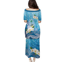 Hafa Adai Guam Chamorro Personalized Family Matching Puletasi and Hawaiian Shirt Ocean Blue Latte Stone with Guasali LT7 - Polynesian Pride