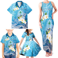 Hafa Adai Guam Chamorro Personalized Family Matching Tank Maxi Dress and Hawaiian Shirt Ocean Blue Latte Stone with Guasali LT7 - Polynesian Pride