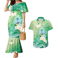 Hafa Adai Guam Chamorro Personalized Couples Matching Mermaid Dress and Hawaiian Shirt Summer Green Latte Stone with Guasali LT7 Summer Green - Polynesian Pride