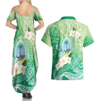 Hafa Adai Guam Chamorro Personalized Couples Matching Summer Maxi Dress and Hawaiian Shirt Summer Green Latte Stone with Guasali LT7 - Polynesian Pride