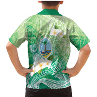Hafa Adai Guam Chamorro Personalized Family Matching Mermaid Dress and Hawaiian Shirt Summer Green Latte Stone with Guasali LT7 - Polynesian Pride