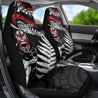 New Zealand Maori Rugby Personalised Car Seat Cover Ta Moko Silver Fern LT7 - Polynesian Pride