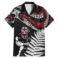 New Zealand Maori Rugby Personalised Family Matching Mermaid Dress and Hawaiian Shirt Ta Moko Silver Fern LT7 Dad's Shirt - Short Sleeve Black - Polynesian Pride