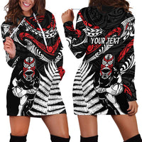 New Zealand Maori Rugby Personalised Hoodie Dress Ta Moko Silver Fern LT7 - Polynesian Pride