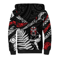 New Zealand Maori Rugby Personalised Sherpa Hoodie Ta Moko Silver Fern LT7 - Polynesian Pride