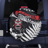 New Zealand Maori Rugby Personalised Spare Tire Cover Ta Moko Silver Fern LT7 - Polynesian Pride