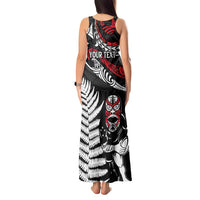 New Zealand Maori Rugby Personalised Tank Maxi Dress Ta Moko Silver Fern LT7 - Polynesian Pride