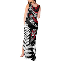 New Zealand Maori Rugby Personalised Tank Maxi Dress Ta Moko Silver Fern LT7 - Polynesian Pride