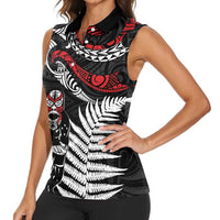 New Zealand Maori Rugby Personalised Women Sleeveless Polo Shirt Ta Moko Silver Fern LT7 - Polynesian Pride