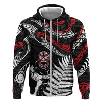 New Zealand Maori Rugby Personalised Zip Hoodie Ta Moko Silver Fern LT7 Zip Hoodie Black - Polynesian Pride