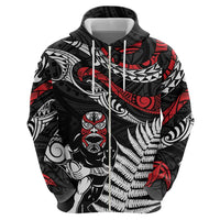 New Zealand Maori Rugby Personalised Zip Hoodie Ta Moko Silver Fern LT7 - Polynesian Pride