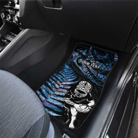 New Zealand Maori Rugby Personalised Car Mats Ta Moko Silver Fern - Paua Blue LT7 - Polynesian Pride