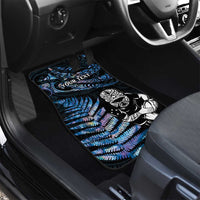 New Zealand Maori Rugby Personalised Car Mats Ta Moko Silver Fern - Paua Blue LT7 - Polynesian Pride