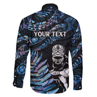 New Zealand Maori Rugby Personalised Family Matching Short Sleeve Bodycon Dress and Hawaiian Shirt Ta Moko Silver Fern - Paua Blue LT7 - Polynesian Pride
