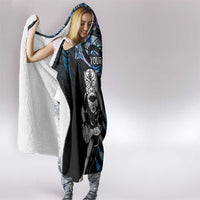 New Zealand Maori Rugby Personalised Hooded Blanket Ta Moko Silver Fern - Paua Blue LT7 - Polynesian Pride