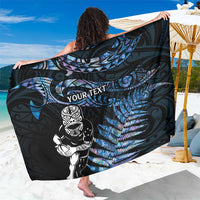 New Zealand Maori Rugby Personalised Sarong Ta Moko Silver Fern - Paua Blue LT7 One Size 44 x 66 inches Blue - Polynesian Pride