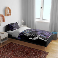 New Zealand Maori Rugby Personalised Bedding Set Ta Moko Silver Fern - Paua Purple LT7 - Polynesian Pride