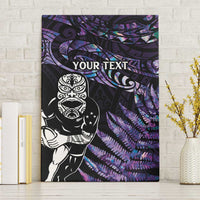 New Zealand Maori Rugby Personalised Canvas Wall Art Ta Moko Silver Fern - Paua Purple LT7 Without Frame Purple - Polynesian Pride