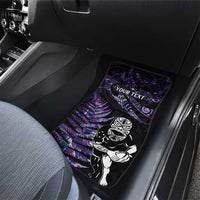 New Zealand Maori Rugby Personalised Car Mats Ta Moko Silver Fern - Paua Purple LT7 - Polynesian Pride