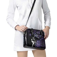 New Zealand Maori Rugby Personalised Shoulder Handbag Ta Moko Silver Fern - Paua Purple LT7 - Polynesian Pride