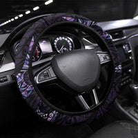 New Zealand Maori Rugby Steering Wheel Cover Ta Moko Silver Fern - Paua Purple LT7 Universal Fit Purple - Polynesian Pride