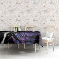 New Zealand Maori Rugby Personalised Tablecloth Ta Moko Silver Fern - Paua Purple LT7 - Polynesian Pride