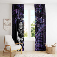 New Zealand Maori Rugby Personalised Window Curtain Ta Moko Silver Fern - Paua Purple LT7 - Polynesian Pride