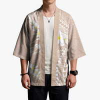 Polynesian Vintage Floral Kimono Beige Motifs - Polynesian Pride