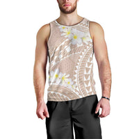 Polynesian Vintage Floral Men Tank Top Beige Motifs - Polynesian Pride