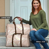 Polynesian Vintage Floral Travel Bag Beige Motifs - Polynesian Pride