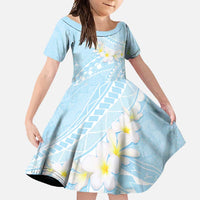 Polynesian Vintage Floral Family Matching Off Shoulder Maxi Dress and Hawaiian Shirt Azure Motifs LT7 Daughter's Dress Azure - Polynesian Pride