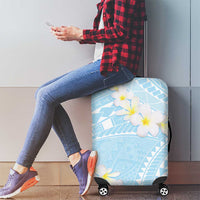 Polynesian Vintage Floral Luggage Cover Azure Motifs - Polynesian Pride