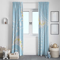 Polynesian Vintage Floral Window Curtain Azure Motifs - Polynesian Pride