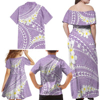 Polynesian Vintage Floral Family Matching Off Shoulder Maxi Dress and Hawaiian Shirt Lavender Motifs LT7 - Polynesian Pride