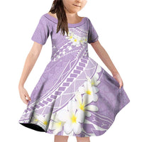 Polynesian Vintage Floral Family Matching Off Shoulder Short Dress and Hawaiian Shirt Lavender Motifs LT7 Daughter's Dress Lavender - Polynesian Pride