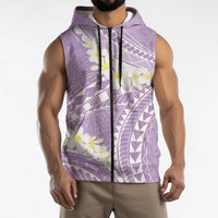 Polynesian Vintage Floral Sleeveless Zip Hoodie Lavender Motifs - Polynesian Pride