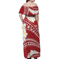 Polynesian Vintage Floral Family Matching Off Shoulder Maxi Dress and Hawaiian Shirt Scarlet Motifs LT7 - Polynesian Pride