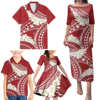 Polynesian Vintage Floral Family Matching Puletasi and Hawaiian Shirt Scarlet Motifs LT7 - Polynesian Pride