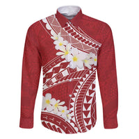 Polynesian Vintage Floral Family Matching Summer Maxi Dress and Hawaiian Shirt Scarlet Motifs LT7 Dad's Shirt - Long Sleeve Scarlet - Polynesian Pride