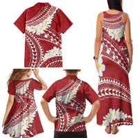 Polynesian Vintage Floral Family Matching Tank Maxi Dress and Hawaiian Shirt Scarlet Motifs LT7 - Polynesian Pride